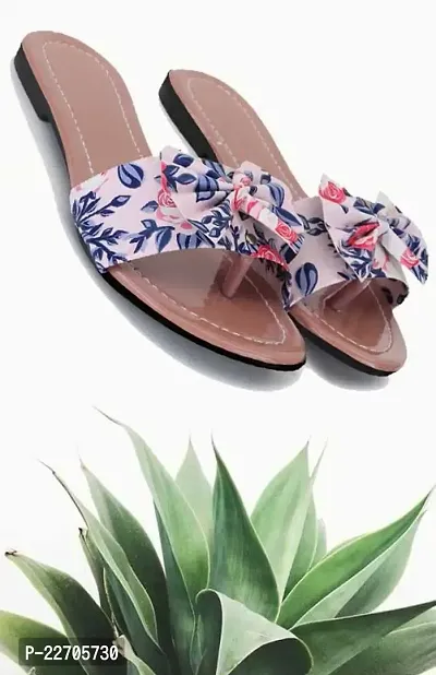 Spoiltbrat Presents Comfortable  Light Weight ,  Peach Printed Knot Flat Sandal  For Women And Girls .-thumb2