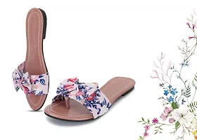 Spoiltbrat Presents Comfortable  Light Weight ,  Peach Printed Knot Flat Sandal  For Women And Girls .-thumb2