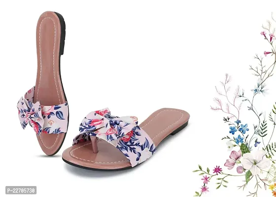 Spoiltbrat Presents Comfortable  Light Weight ,  Peach Printed Knot Flat Sandal  For Women And Girls .-thumb3