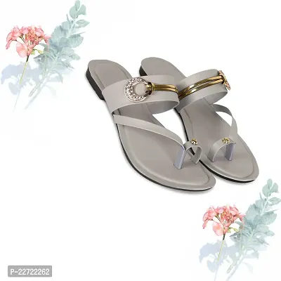 Spoiltbrat Presents Light Weight  Grey Buckel Flat Sandal  For Women's . Comfortable To Wear Whole Day .
