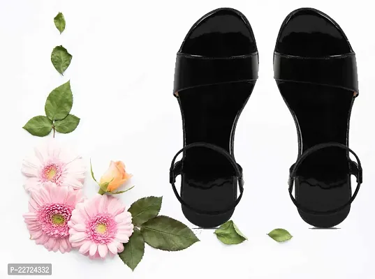 Spoiltbrat Presents Light Weight  Black Flat Sandal  For Women's . Comfortable To Wear Whole Day .-thumb2