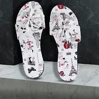Spoiltbrat Presents  White Paris Print Flat Sandal  For Women's . Comfortable To Wear Whole Day .-thumb1
