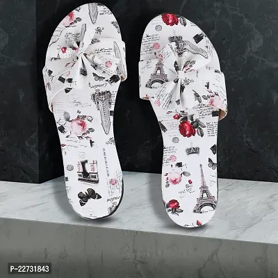 Spoiltbrat Presents  White Paris Print Flat Sandal  For Women's . Comfortable To Wear Whole Day .-thumb2