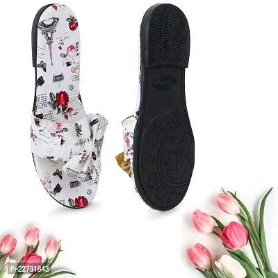 Spoiltbrat Presents  White Paris Print Flat Sandal  For Women's . Comfortable To Wear Whole Day .-thumb3