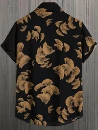 Reliable Black Cotton Blend Printed Short Sleeves Casual Shirts For Men-thumb1