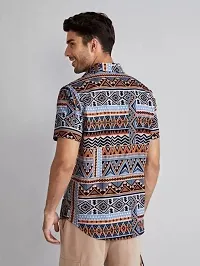 Reliable Multicoloured Polyester Blend Printed Short Sleeves Casual Shirts For Men-thumb1