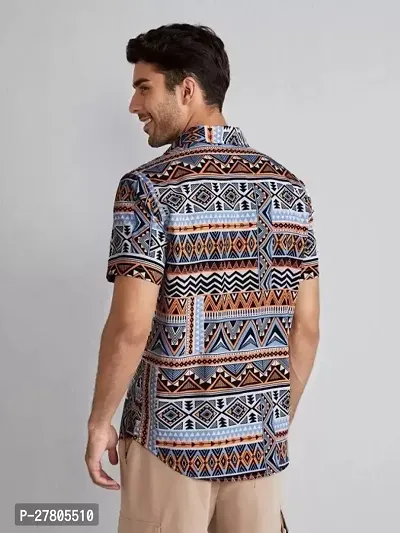 Reliable Multicoloured Polyester Blend Printed Short Sleeves Casual Shirts For Men-thumb2