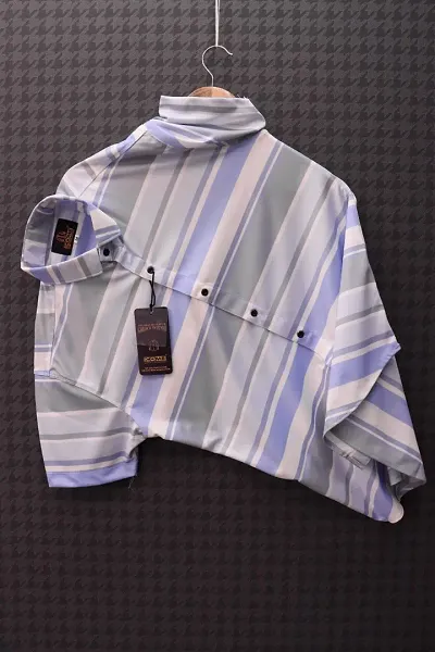 Reliable Blend Striped Short Sleeves Casual Shirts For Men