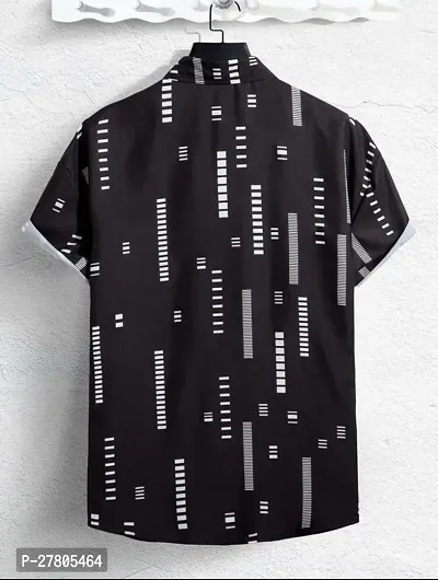 Reliable Black Cotton Blend Printed Short Sleeves Casual Shirts For Men-thumb2