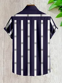 Reliable Black Cotton Blend Striped Short Sleeves Casual Shirts For Men-thumb1