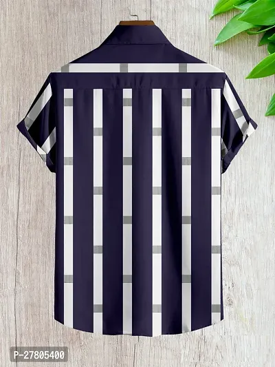 Reliable Black Cotton Blend Striped Short Sleeves Casual Shirts For Men-thumb2