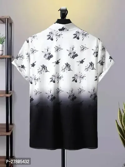 Reliable White Linen Blend Printed Short Sleeves Casual Shirts For Men-thumb3