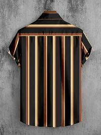 Reliable Black Cotton Blend Striped Short Sleeves Casual Shirts For Men-thumb1