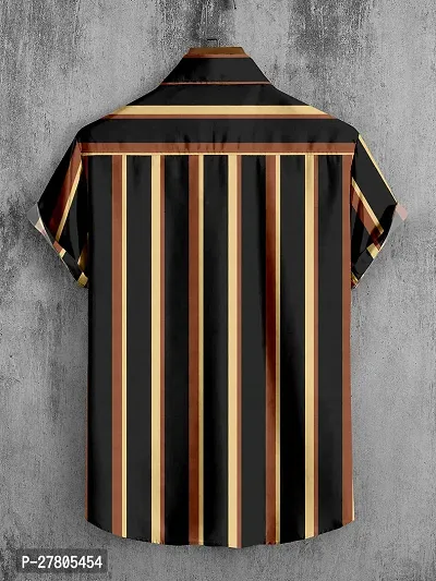 Reliable Black Cotton Blend Striped Short Sleeves Casual Shirts For Men-thumb2