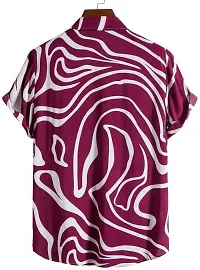 Reliable Purple Polyester Blend Printed Short Sleeves Casual Shirts For Men-thumb1