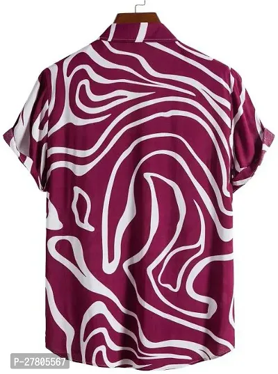 Reliable Purple Polyester Blend Printed Short Sleeves Casual Shirts For Men-thumb2