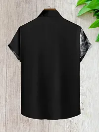 Reliable Black Cotton Blend Printed Short Sleeves Casual Shirts For Men-thumb1