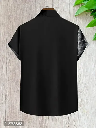 Reliable Black Cotton Blend Printed Short Sleeves Casual Shirts For Men-thumb2