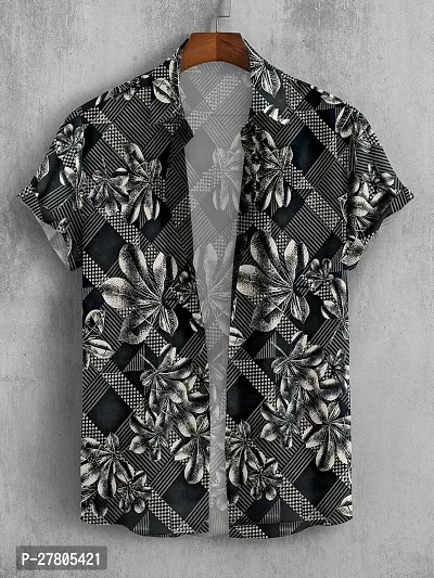 Reliable Black Cotton Blend Printed Short Sleeves Casual Shirts For Men