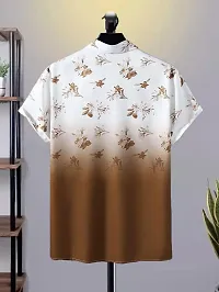 Reliable Brown Cotton Blend Printed Short Sleeves Casual Shirts For Men-thumb1