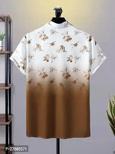 Reliable Brown Cotton Blend Printed Short Sleeves Casual Shirts For Men-thumb2