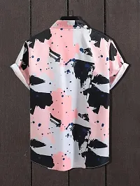 Reliable Pink Cotton Blend Printed Short Sleeves Casual Shirts For Men-thumb1