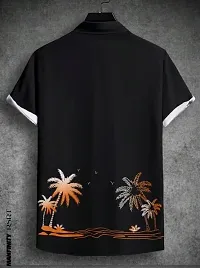 Reliable Black Polyester Blend Printed Short Sleeves Casual Shirts For Men-thumb1