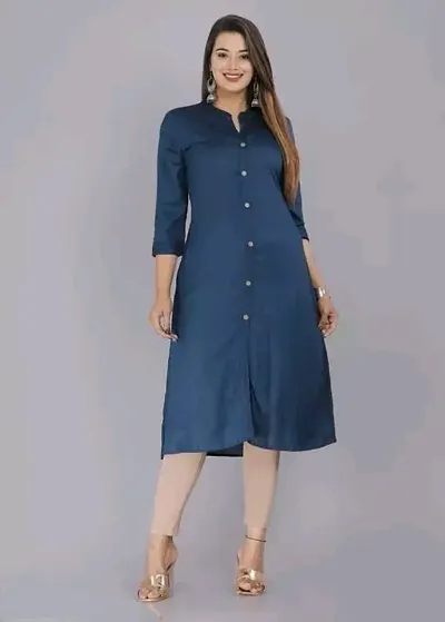 PANTH Creation Women's Regular Straight Stitched Wooden Button with Pocket Kurti