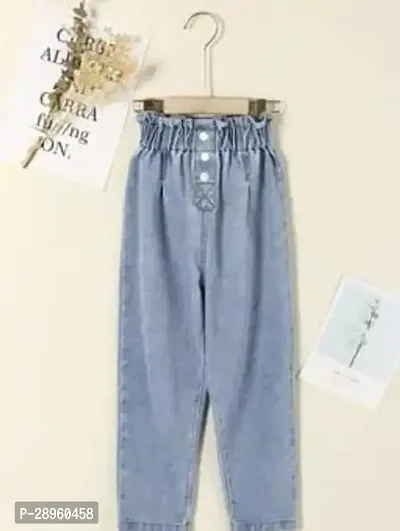 Stylish Blue Denim Jeans For Girls-thumb0