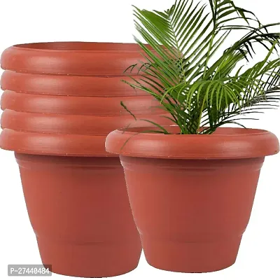 LA'MONARCAreg; 10 Round Virgin Plastic Modern Design Durable Plastic Plant Pot for Gardening (Pack of 6)
