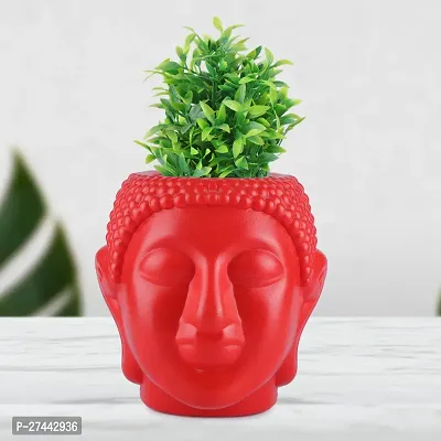 LA MONARCA 7 Buddha Pot Plastic White Flower Pot/Plant Pots for Home Decor, Washroom and Office Decor (Pack of 1, Red)-thumb0