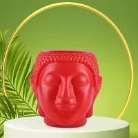 LA MONARCA 7 Buddha Pot Plastic White Flower Pot/Plant Pots for Home Decor, Washroom and Office Decor (Pack of 1, Red)-thumb1