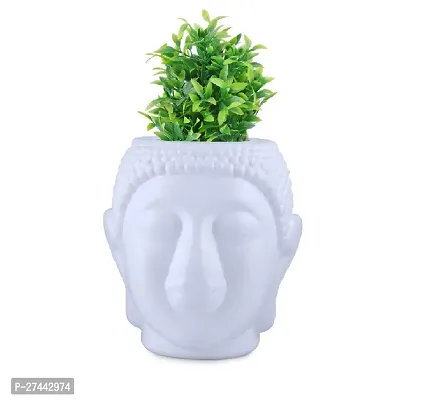 LA MONARCA 7 Buddha Pot Plastic White Flower Pot/Plant Pots for Home Decor, Washroom and Office Decor (Pack of 1, White)
