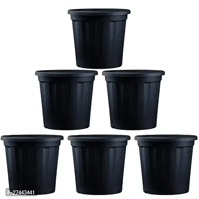 6 Inch Round Black Plastic Pots - Set of 6 - Flower Pot Nursery Plant Pot for Home Garden-thumb0