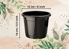 6 Inch Round Black Plastic Pots - Set of 6 - Flower Pot Nursery Plant Pot for Home Garden-thumb3