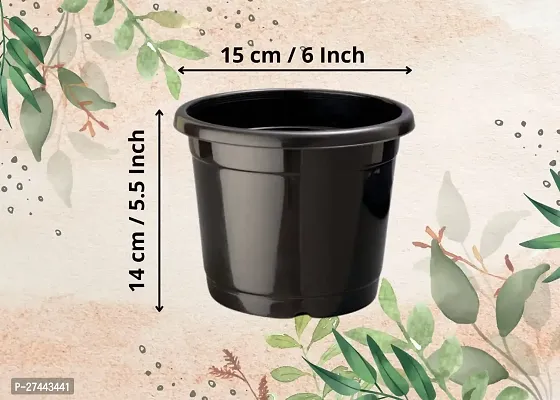 6 Inch Round Black Plastic Pots - Set of 6 - Flower Pot Nursery Plant Pot for Home Garden-thumb4