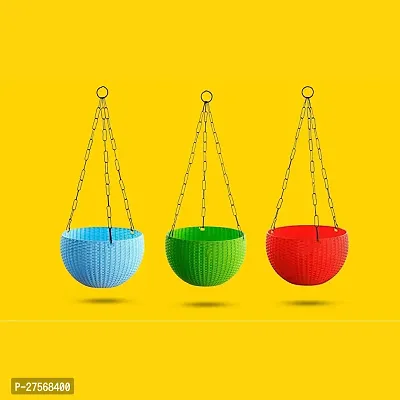 Euro Hanging Planters - 3 Pcs 7 Inch, Multicolor Decorative Hanging Pots for House Plants-thumb0