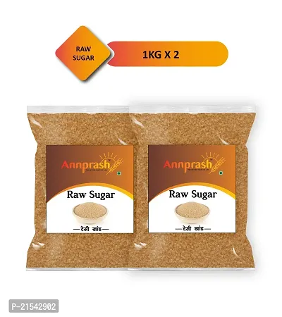 Annprash Premium Quality Desi Khand 2 kg (1 kg x 2 Pack ) Raw Sugar