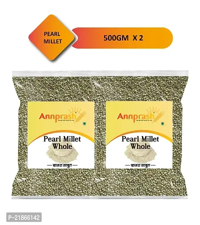 Annprash Premium Quality Bajra Sabut 1kg (500gmx2 Pack) Pearl Millet Whole)-thumb0
