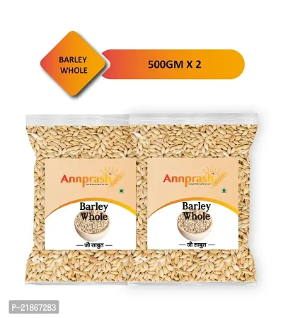 Annprash Premium Quality Jau Sabut 1 kg  ( 500 gm x 2 Pack ) Barley Whole-thumb0