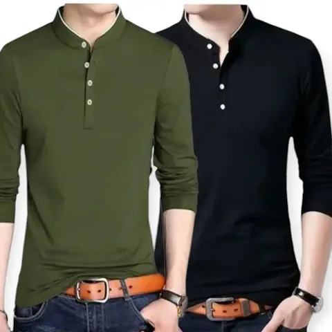 Trendy Stylish Mandarin Tees for Men | Combo of 2 |