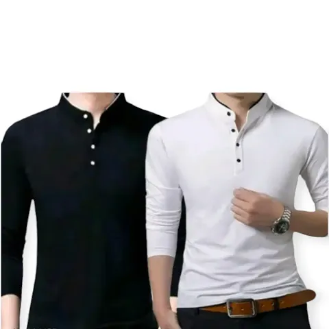 Reliable Solid Mandarin Tees For Men