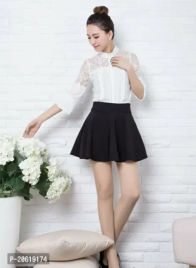Elegant Black Polyester   Solid   Skirts For Women-thumb0