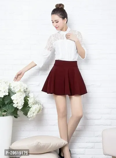 Elegant Maroon Polyester   Solid   Skirts For Women