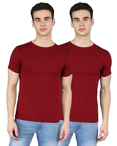 Men's Round Neck Half Sleeve Solid T-Shirts - Pack of 2