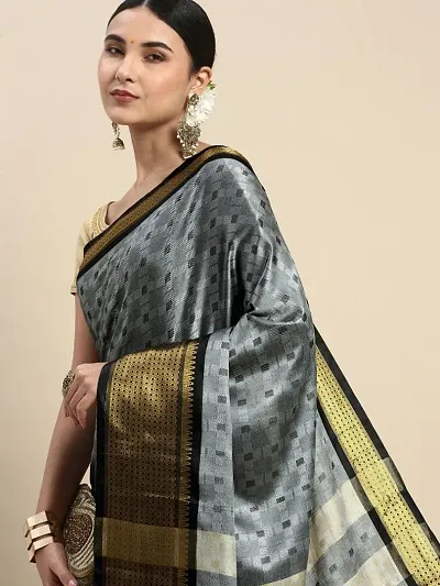 Womens Cotton Silk Embellished Sarees with Blouse Piece