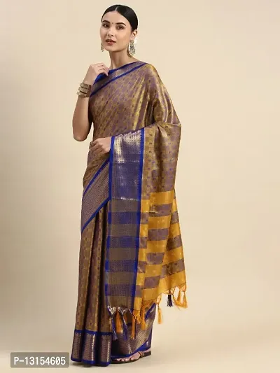 Stylish Golden Designer Cotton Silk Jacaaurd Saree-thumb5