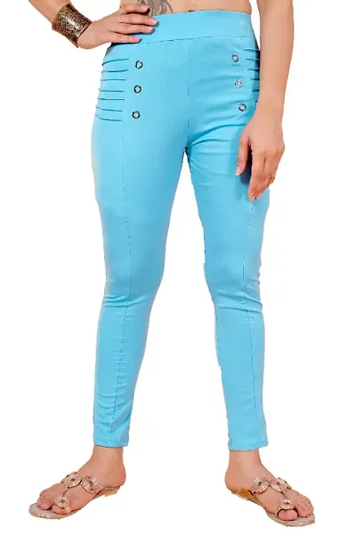 Dhwanis Lycra ankle length jeggings type pant for Women Fit pant for Womens (skyblue)