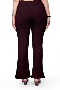 Cotton Blend Bootcut Parallel Trouser Pants for Women Regular Fit, Bellbottom Straight Pants for Womens (WINE PANT A1) Trousers  Pants-thumb3