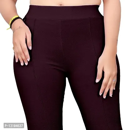 Cotton Blend Bootcut Parallel Trouser Pants for Women Regular Fit, Bellbottom Straight Pants for Womens (WINE PANT A1) Trousers  Pants-thumb5